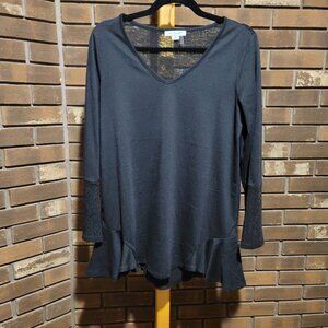 Simply Noel V-Neck Long Sleeve Top Lace Crochet Detail Boho Small/Medium